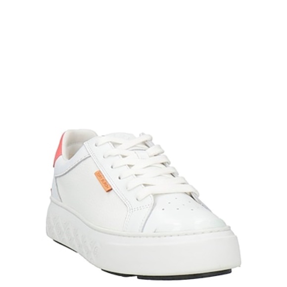 Tory Burch White and Coral Sneakers